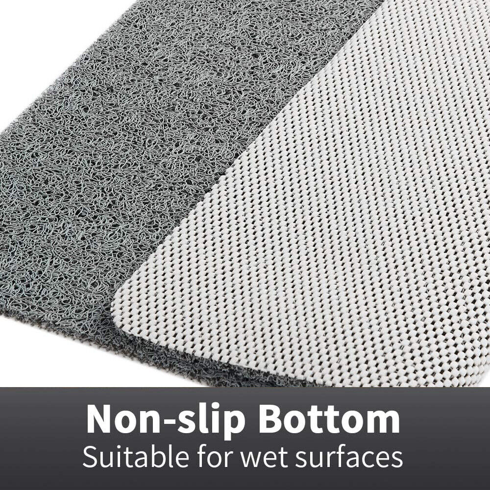 Anti-Slip Bath Mat with Fast-Draining Holes, Soft Grip Texture, Gray Vinyl Surface for Wet Floors, Customizable Trimming for Showers, Bathro
