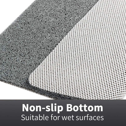 Anti-Slip Bath Mat with Fast-Draining Holes, Soft Grip Texture, Gray Vinyl Surface for Wet Floors, Customizable Trimming for Showers, Bathro