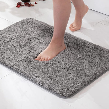 Plush Microfiber Bath Mat with Non-Slip Rubber Backing for Bathroom Shower – Ultra Absorbent Shag Rug for Wet Floors