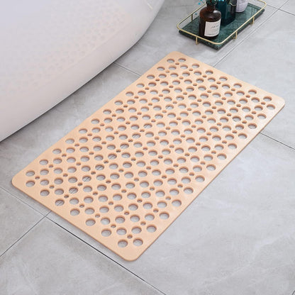 Anti-Slip Bathroom Mat with Drain Holes and Suction Cups for Shower Floor, Tub, Wet Surfaces | Quick Dry, Mildew Resistant TPE Safety