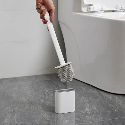 Silicone Toilet Brush with Holder – Quick-Dry Antibacterial Bowl Cleaner for Bathroom – Flexible Bristles Reach Under Rim – Rust-Free