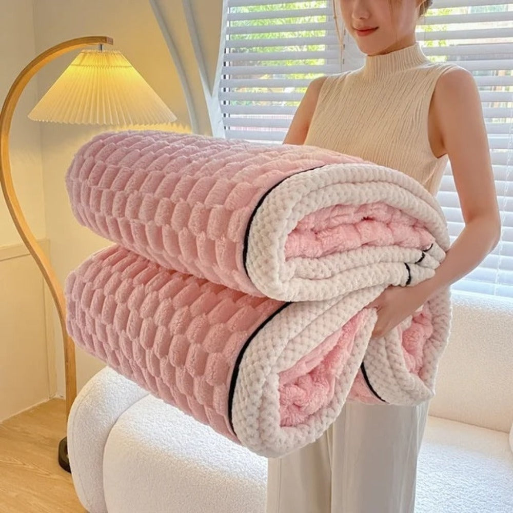 Textured Sherpa Fleece Throw Blanket for Couch Bed & Year-Round Comfort in Multiple Sizes & Colors for Living Room Bedroom Decor