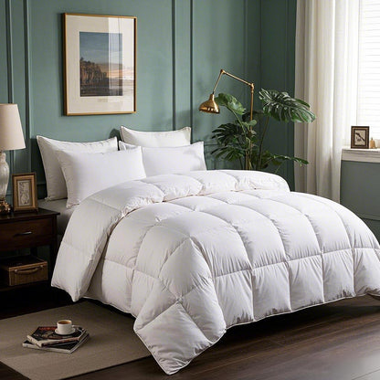 Down Comforter All Season Lightweight Breathable Quilt for Single Double Queen King Bed White Pink Gray 95% Goose Filled Year Round