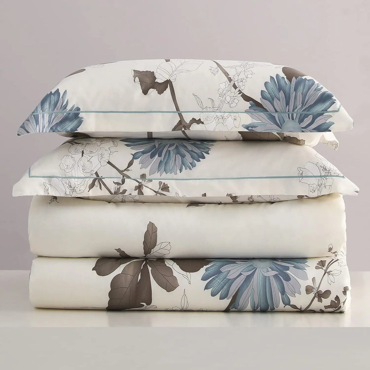 Botanical Cotton Comforter Cover Set with Reversible Floral Print for King Queen Single Beds – 4-Piece Bedding Kit with Pillow Shams
