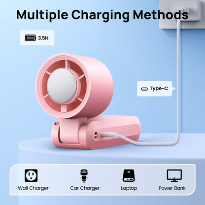 Handheld Rechargeable Mini Fan with Ice Tray Cooling Chamber & 199 Speed Settings for Travel Desk Home