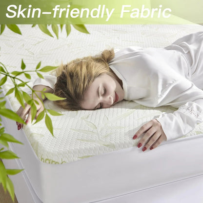 Slumblr | Cooling Bamboo Fiber Fitted Sheet with Waterproof Protection | Deep Pocket Design for Comfortable Sleep