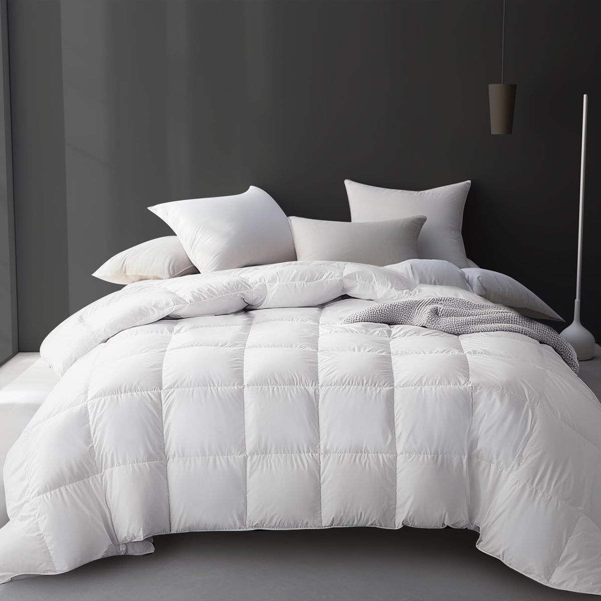Down Comforter All Season Lightweight Breathable Quilt for Single Double Queen King Bed White Pink Gray 95% Goose Filled Year Round