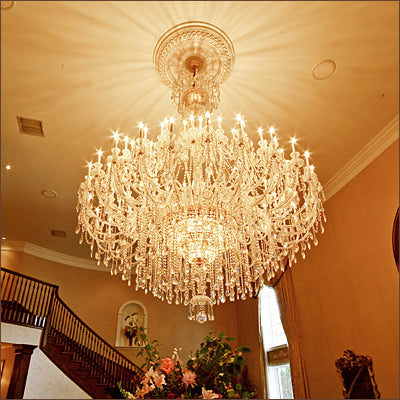 Grand Tiered Crystal Chandelier 35-90 Bulbs Dimmable LED Foyer Statement Lighting for High Ceilings Entryway Staircase Hotel Lobby