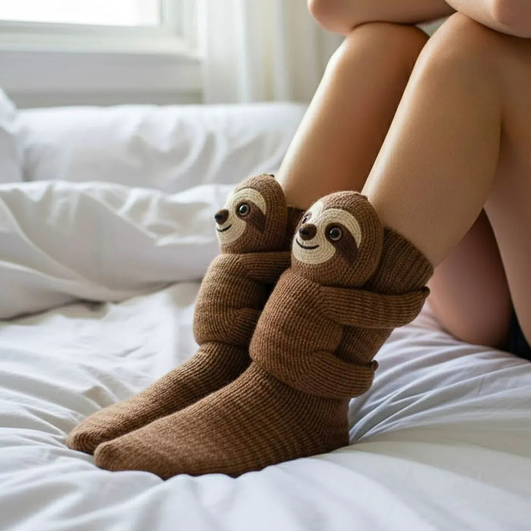 Plush Animal Slipper Socks for Women & Men - Cozy Fleece-Lined Winter Floor Socks with Non-Slip Grips