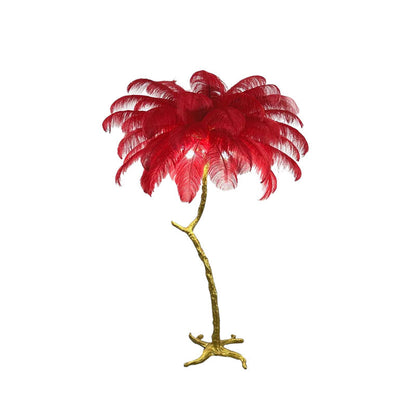 Tropical Feather Standing Lamp 63 in Tall Palm Tree Style Ambient Floor Light for Bedroom Living Room Decorative Accent Lighting