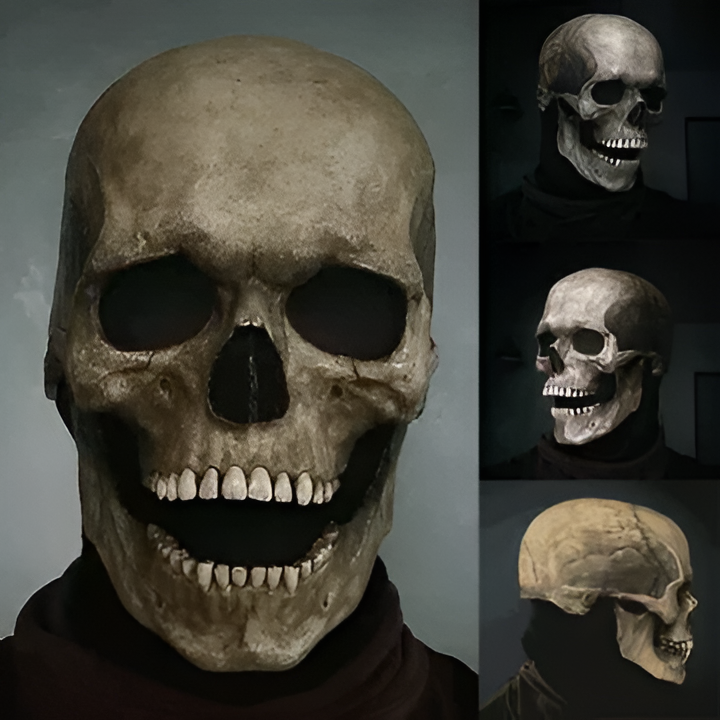 Articulated Human Skeleton Mask Full Head Latex Skull with Moving Jaw for Costume Parties Cosplay Horror Events Haunted Houses Adults Unisex