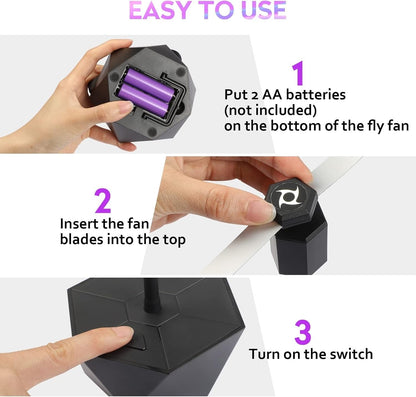 Flectra Table Fan Set - Portable Fly Repellent, Adjustable Neck, Quiet Operation