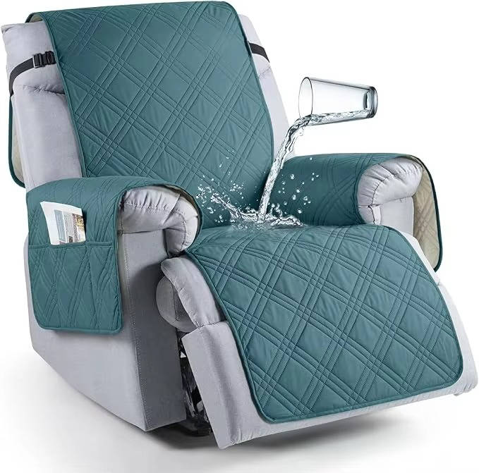 Recliner Protector with Waterproof Layers, Side Pockets & Non-Slip Grip for Pets, Spills & Family Use