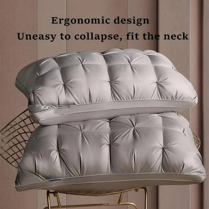 Plush Quilted Bed Pillows Hypoallergenic Fill for Side Sleepers
