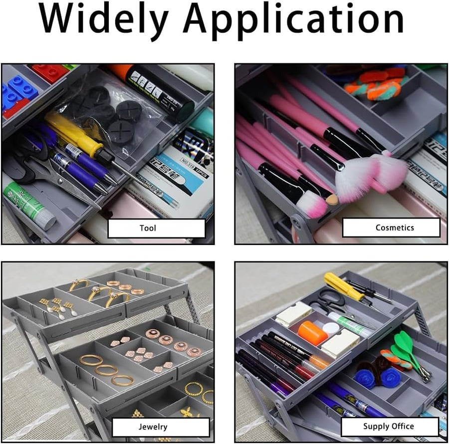 Smart Organizer | 3-Tier Drawer Organizer with Adjustable Dividers | Versatile Storage Solution for Kitchen and Office