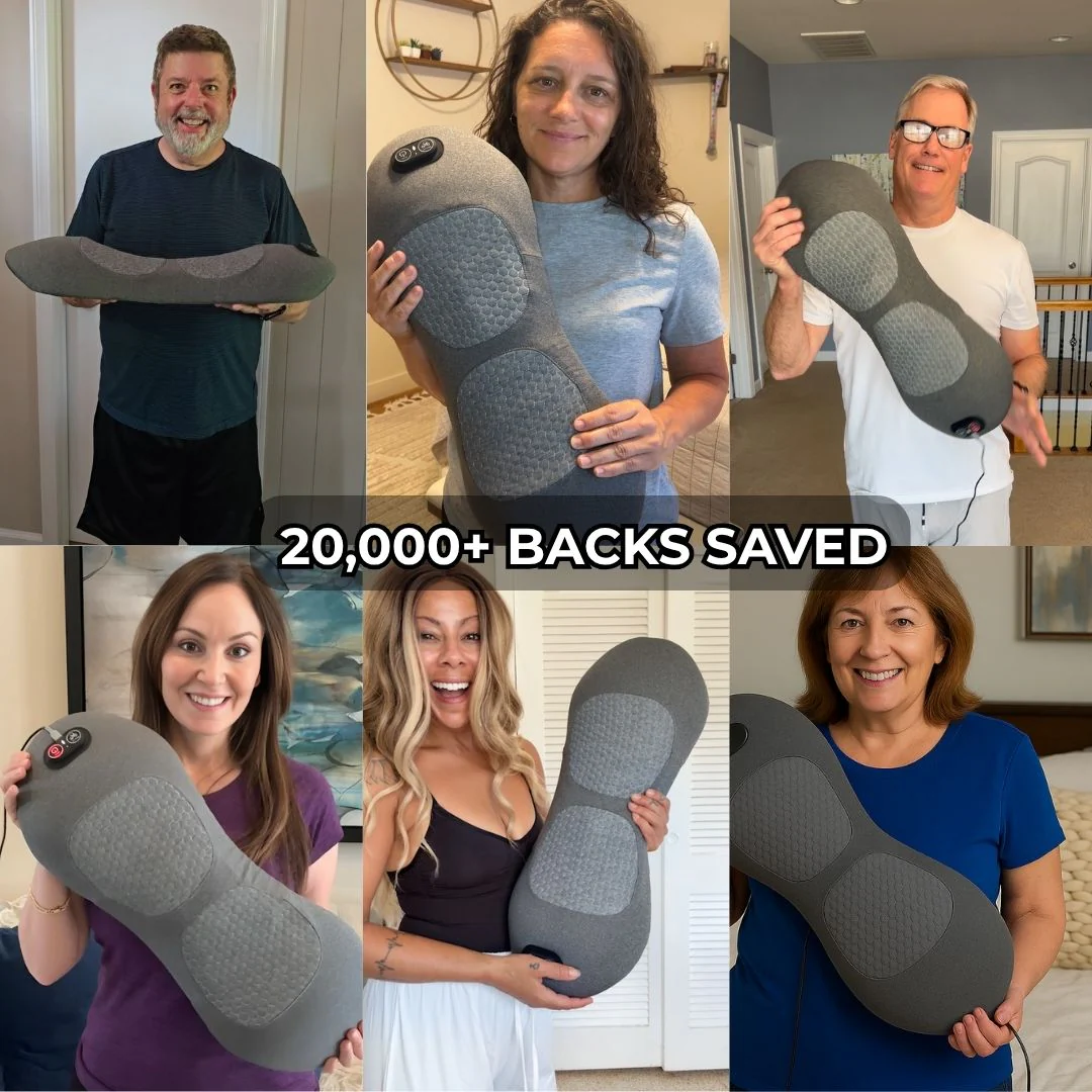 Lumbar Support Cushion with Heat & Vibration Therapy for Lower Back Pain, Sciatica Relief & Spine Alignment at Home or Office
