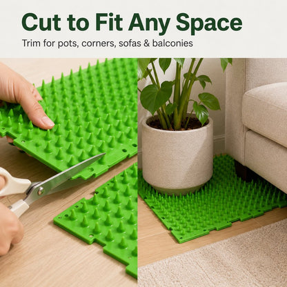 Ortekor 2-Pack Green Cut-to-Fit Cat Deterrent Mat for Sofas, Plants & Balconies - Helps Protect Furniture from Scratching, Digging & Curious Paws