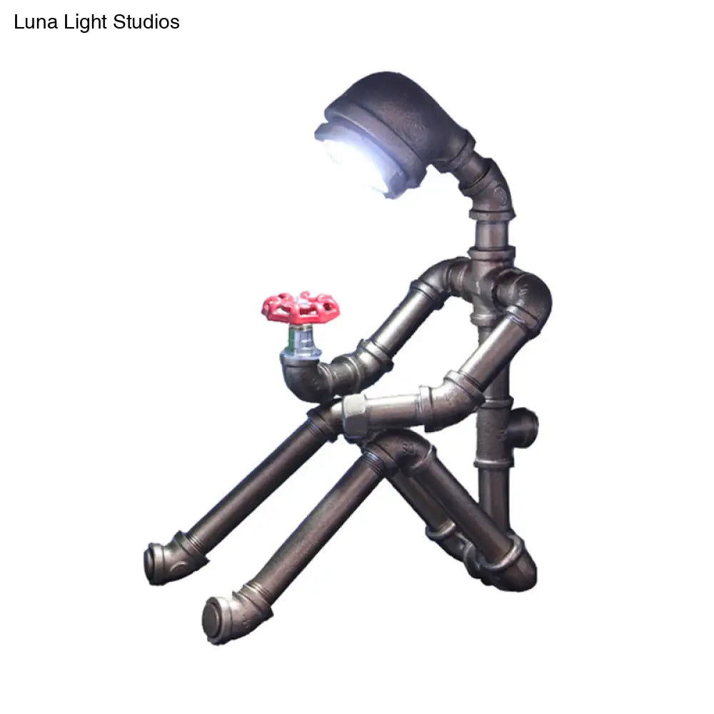 Industrial Metal Robot Figure Table Lamp with LED Bulb for Bedroom, Office & Living Room
