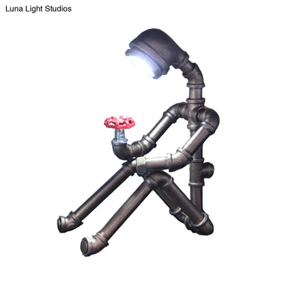 Industrial Metal Robot Figure Table Lamp with LED Bulb for Bedroom, Office & Living Room