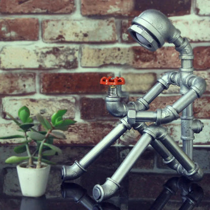 Industrial Metal Robot Figure Table Lamp with LED Bulb for Bedroom, Office & Living Room