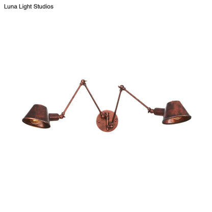 Adjustable Metal Wall Light Fixture with Cone Shade for Bedroom Living Room Industrial Decor Home Office Hallway Dining Room 2 or 3 Light