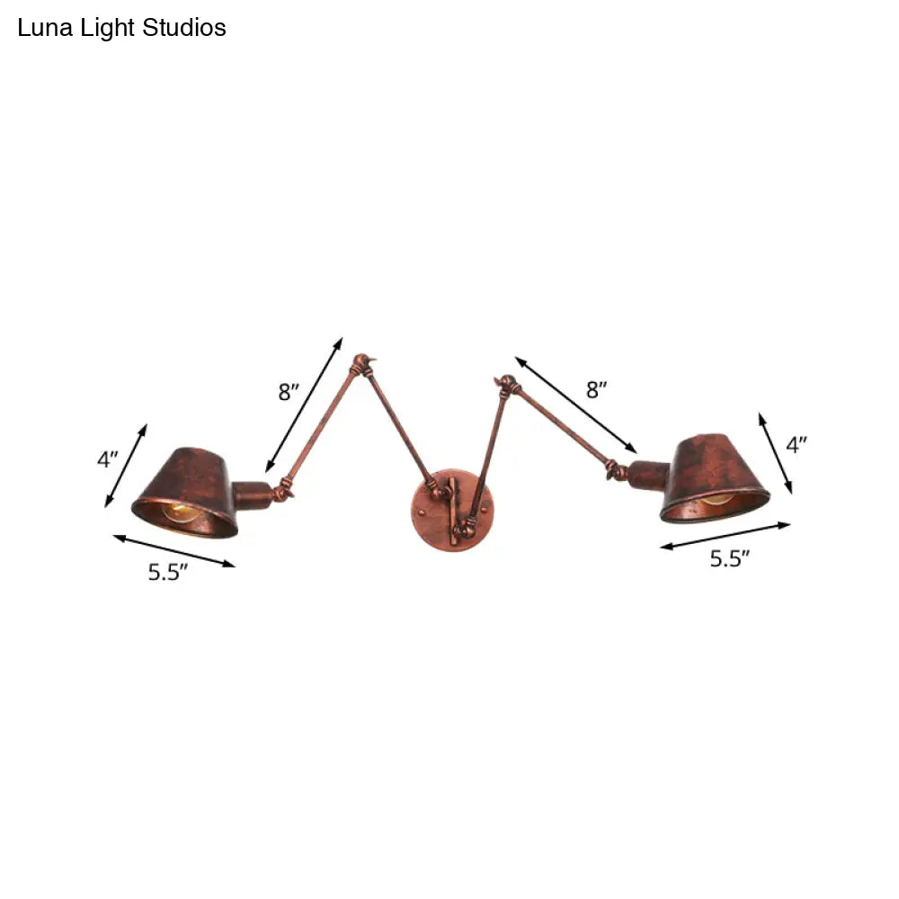 Adjustable Metal Wall Light Fixture with Cone Shade for Bedroom Living Room Industrial Decor Home Office Hallway Dining Room 2 or 3 Light