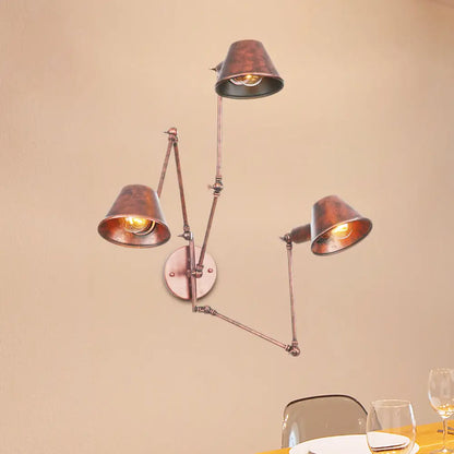 Adjustable Metal Wall Light Fixture with Cone Shade for Bedroom Living Room Industrial Decor Home Office Hallway Dining Room 2 or 3 Light