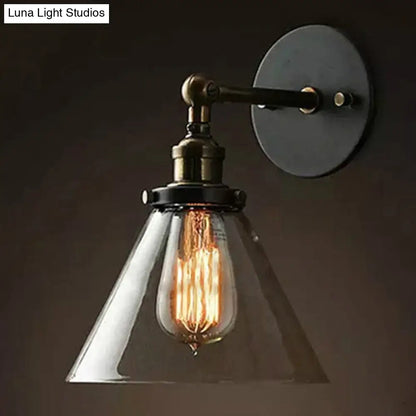 Adjustable Wall Sconce with Clear Glass & Brass-Black Finish – Industrial Metal Light for Kitchen, Hallway & Bedroom