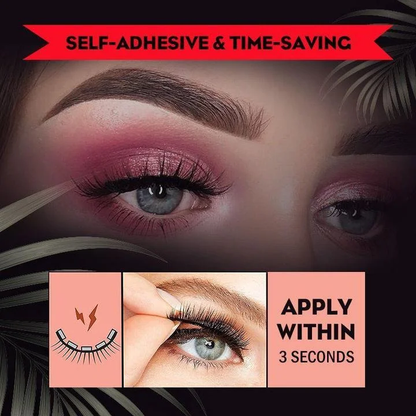 Stick-On False Lashes Reusable No Glue Fake Eyelashes Self-Adhesive Strip Lashes Natural Look Washable Falsies for Everyday