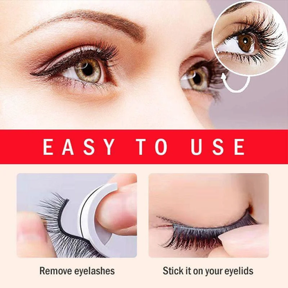 Stick-On False Lashes Reusable No Glue Fake Eyelashes Self-Adhesive Strip Lashes Natural Look Washable Falsies for Everyday