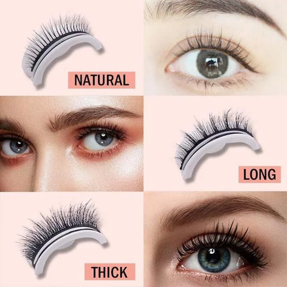 Stick-On False Lashes Reusable No Glue Fake Eyelashes Self-Adhesive Strip Lashes Natural Look Washable Falsies for Everyday