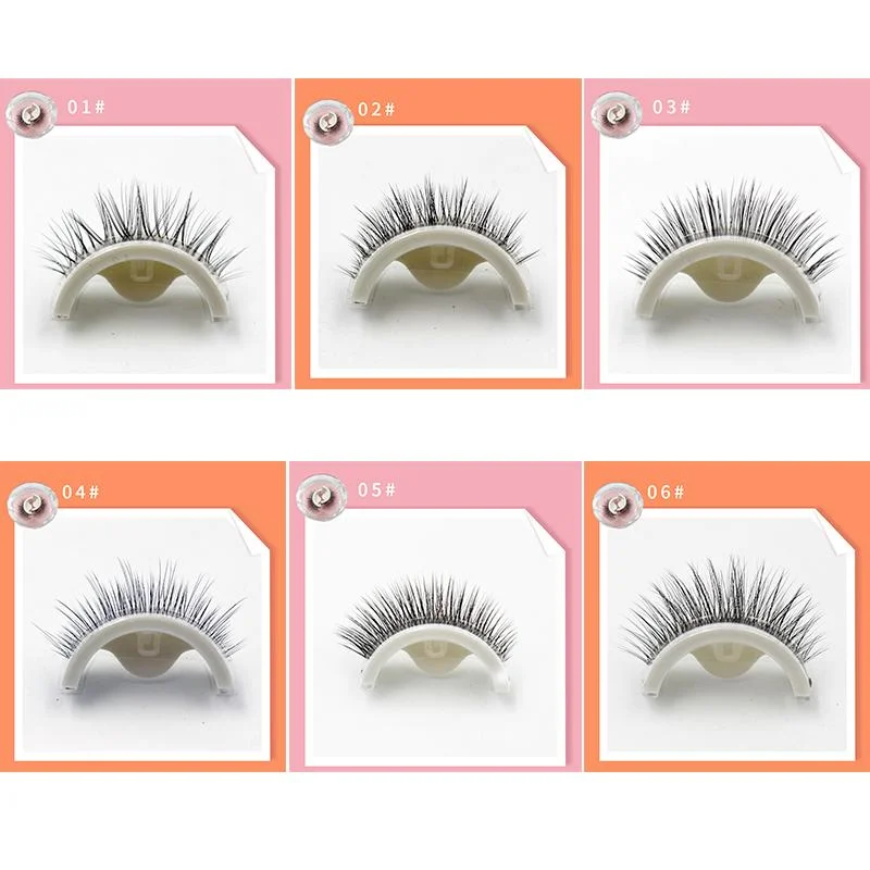 Stick-On False Lashes Reusable No Glue Fake Eyelashes Self-Adhesive Strip Lashes Natural Look Washable Falsies for Everyday