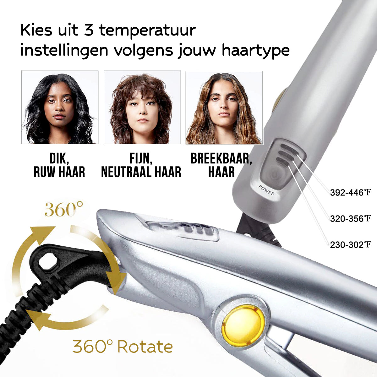 Dual-Function Rotating Barrel Hair Tool with Ionic Bristles for Curls and Smooth Styles | Ceramic Heated Styling Wand with Auto Shutoff for