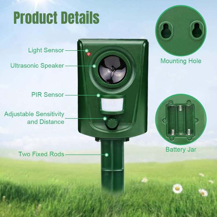 Outdoor Motion-Activated Cat Deterrent Device – Weatherproof Sonic Animal Repeller for Yard & Garden Protection