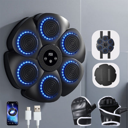 Wall-Mount Reaction Training Pad with LED Lights & Music for Home Workouts | Boxing Reflex Target Board for Kids & Adults | USB