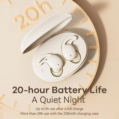 Sleep Earbuds with Passive Noise Isolation – Side Sleeper Comfort Design, 5-Hour Battery, Bluetooth 5.3, Touch Controls, Soft Silicone Fit