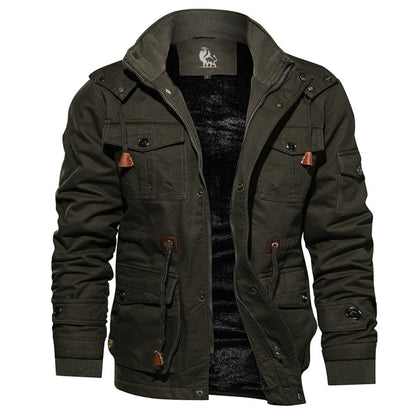 Men's Hooded Field Jacket – Durable Water-Resistant Coat with Removable Hood for Outdoor Adventures