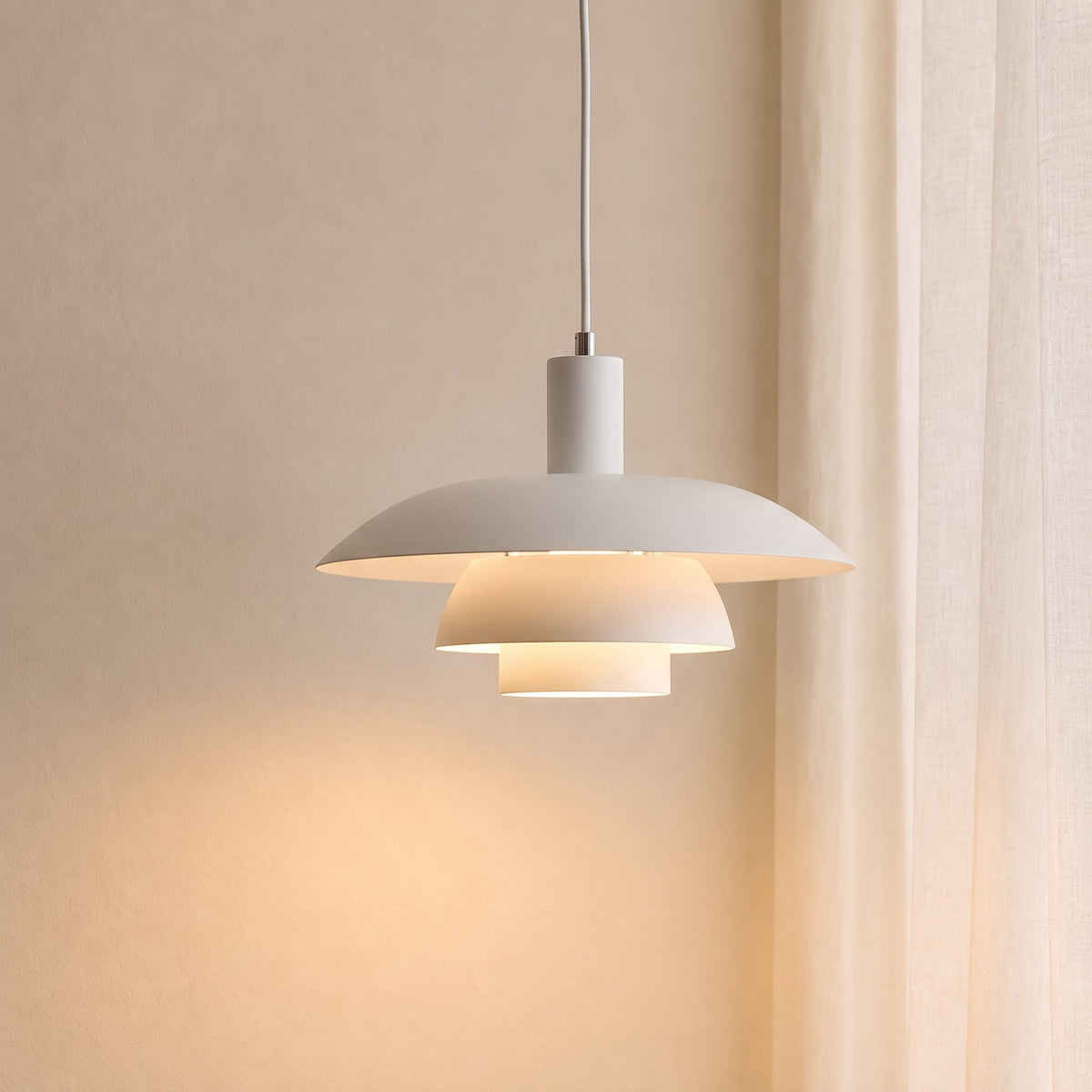 Scandinavian Metal Pendant Light with Integrated LED – Dimmable Ceiling Fixture for Dining Room & Kitchen – 11.4 in or 15.4 in Diameter