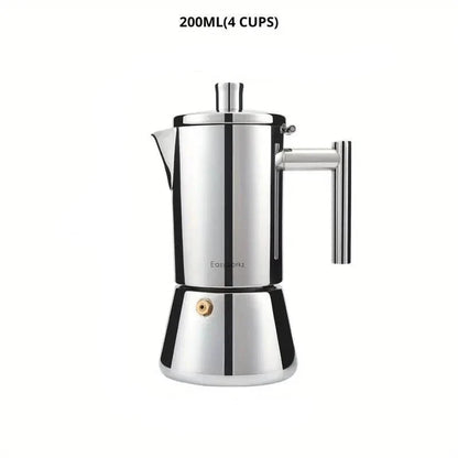 Stovetop Espresso Maker Stainless Steel – 3 Cup 6 Cup 10 Cup Options – Compatible with Gas Electric Induction – Classic Coffee Percolator
