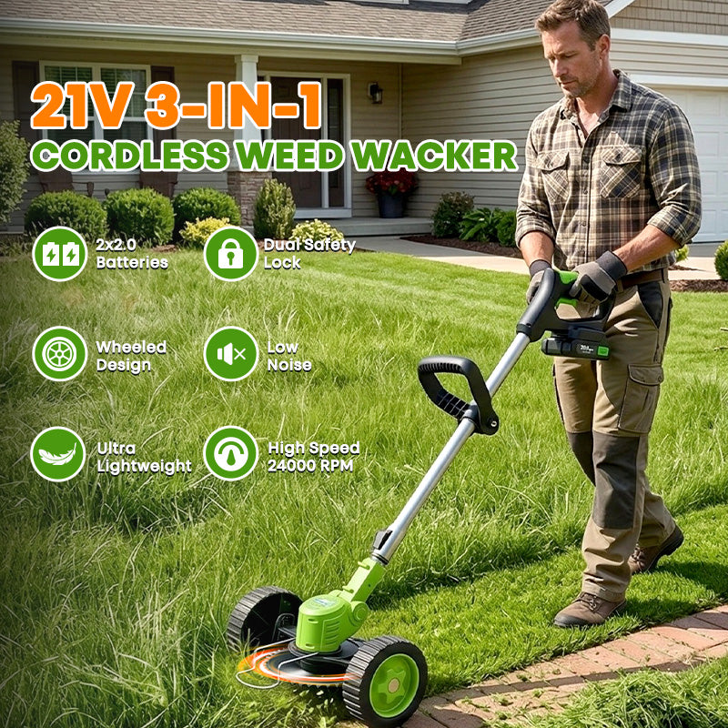 Electric Weed Eater, Electric Weed Wacker, Lawn Edger, Battery Powered Grass Cutter, 3 in 1 Battery Weed Trimmer