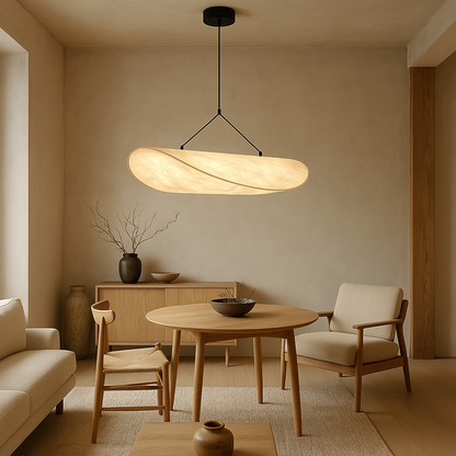Cloud Silk Pendant Light, Japanese Minimalist Ceiling Fixture, Adjustable Hanging Lamp for Dining Room & Bedroom, Soft Ambient LED