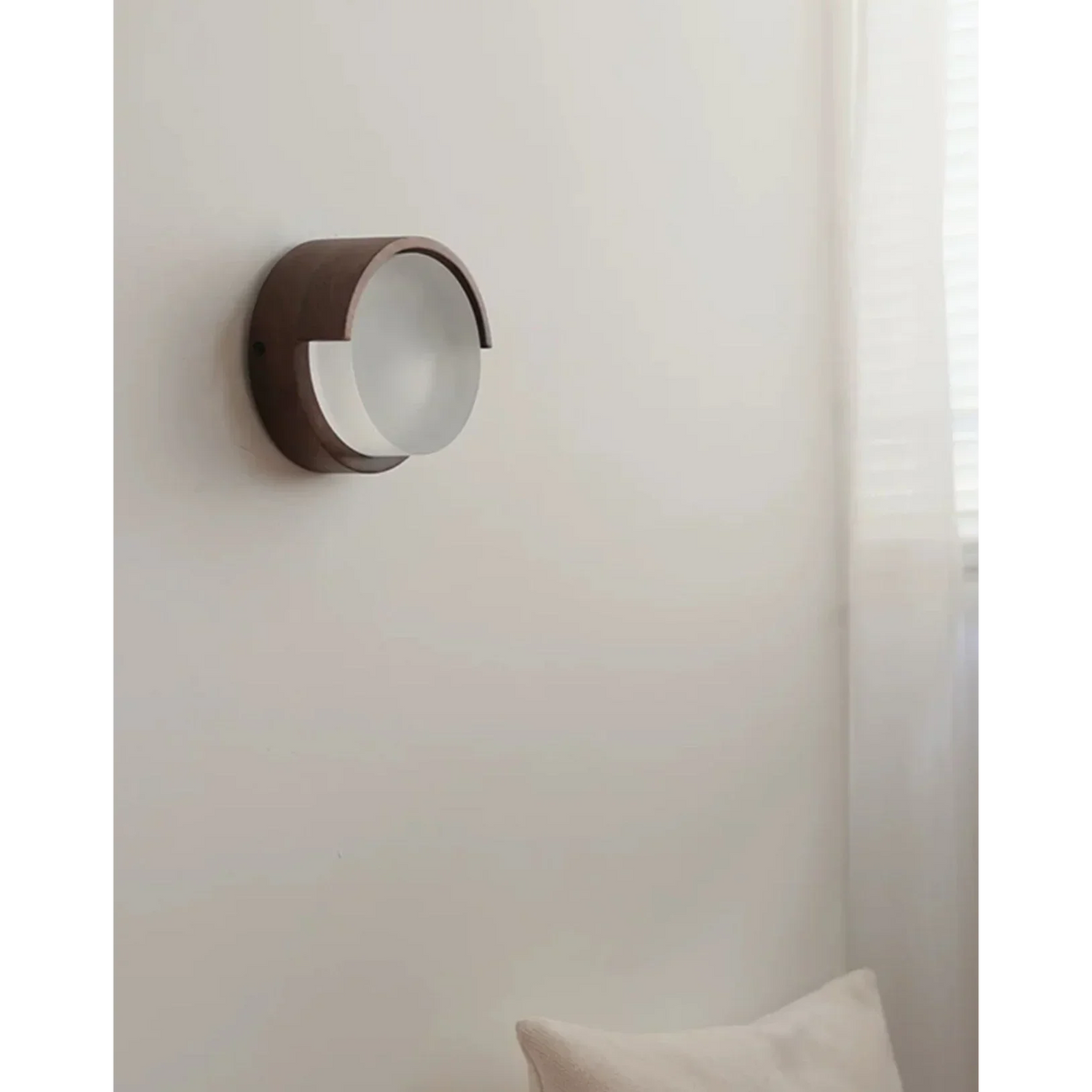 Circular Wood & Metal Sconce 6-Inch Warm LED Accent Light for Hallways Living Rooms Bedrooms Minimalist Modern Japanese-Inspired Interior Li