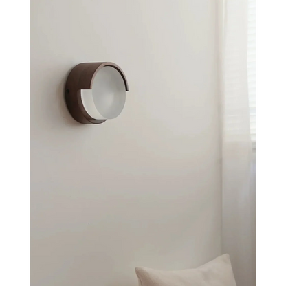 Circular Wood & Metal Sconce 6-Inch Warm LED Accent Light for Hallways Living Rooms Bedrooms Minimalist Modern Japanese-Inspired Interior Li