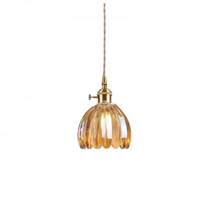 Hanging Ceiling Light Fixture with Floral Glass Shade E27 Socket for Kitchen Dining Room Bedroom Ambient Illumination Decor
