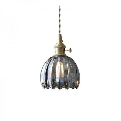 Glass Drop Ceiling Light E27 Socket Amber Shade for Kitchen Island Dining Room Hallway Living Room Retro Tulip Hanging Fixture Modern Farmho
