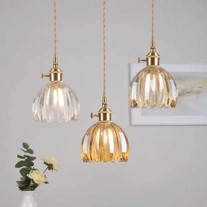 Hanging Ceiling Light Fixture with Floral Glass Shade E27 Socket for Kitchen Dining Room Bedroom Ambient Illumination Decor