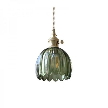 Hanging Glass Petal Shade Ceiling Fixture 4.7 Inches Clear for Kitchen Island Breakfast Nook Bedroom Bedside E27 Socket Ambient Dining Room