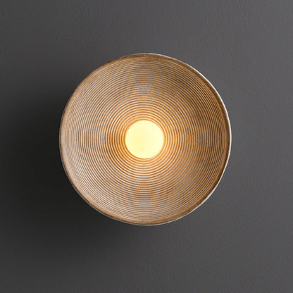 Round Wood & Resin Wall Sconce Light – LED Compatible E27 Socket – Minimalist Asian-Inspired Design for Living Room, Dining Room, Bar – 8