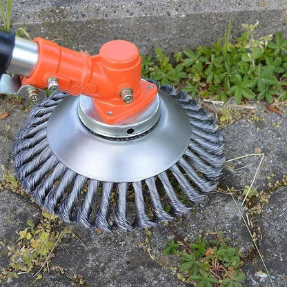 Steel Wire Weed Trimmer Attachment for String Trimmers – 36-Bristle Brush Head for Edging & Tough Weeds – 6 in Diameter