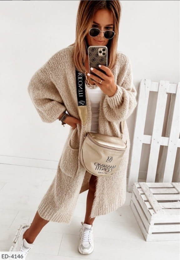 Open-Front Cardigan Sweater with Side Pockets for Women – Lightweight Knit Long Sleeve Layering Piece for Fall & Winter